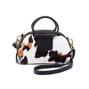 Sheila Small Mini Satchel Hair-On Leather Cow Print Black And Brown- NWT